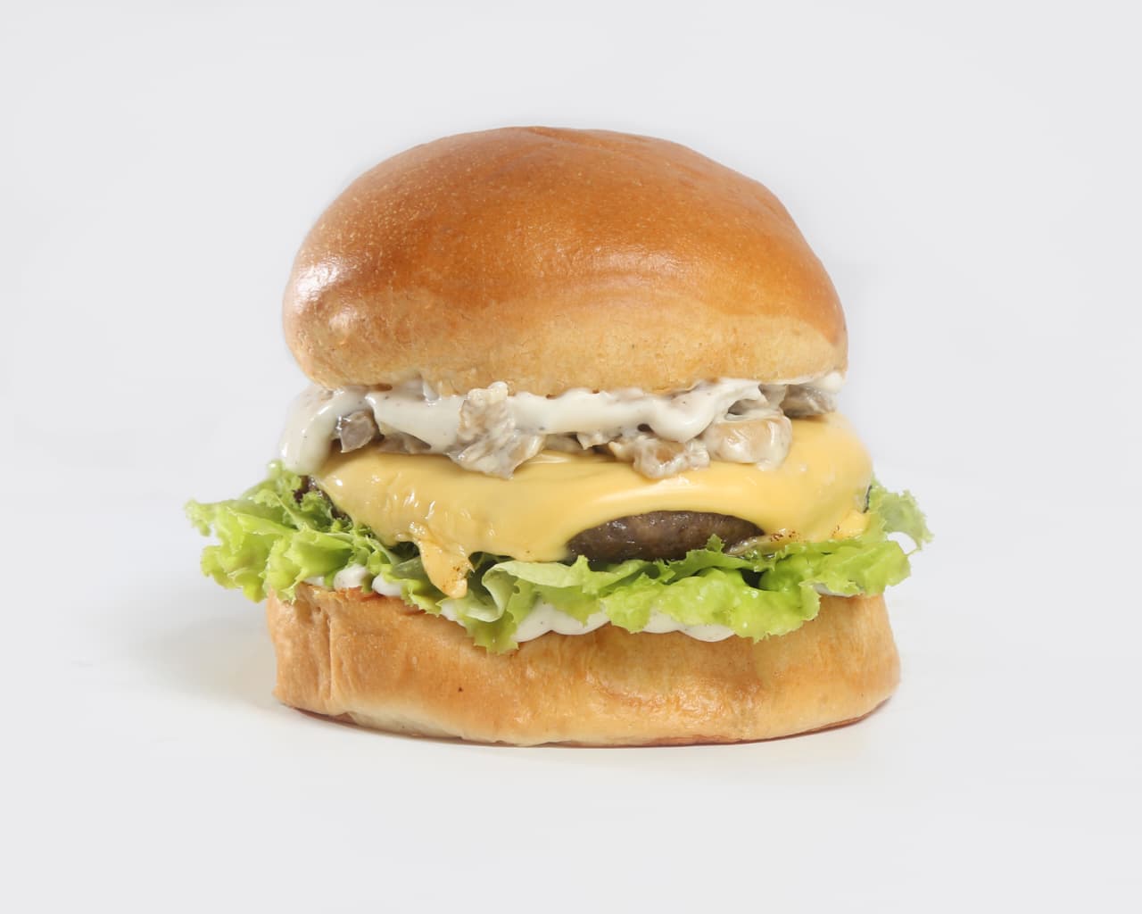 Truffle mushroom cheeseburger