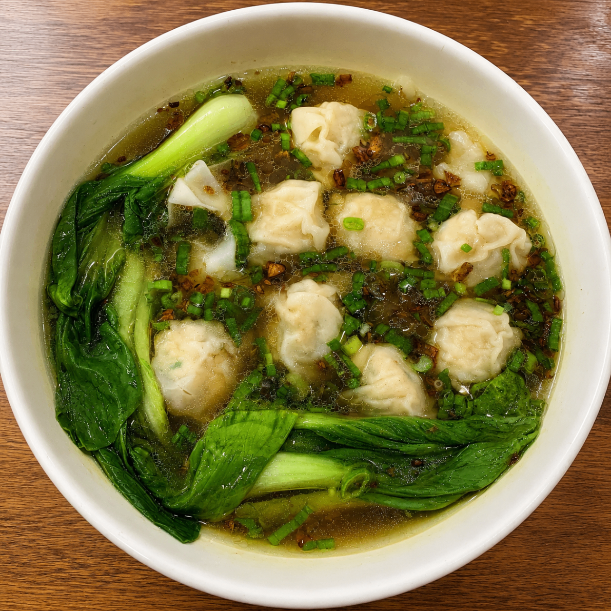 Wonton soup · bok choy