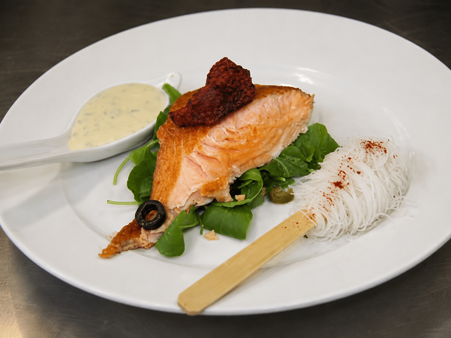 Salmon · rice noodles · lemon dill