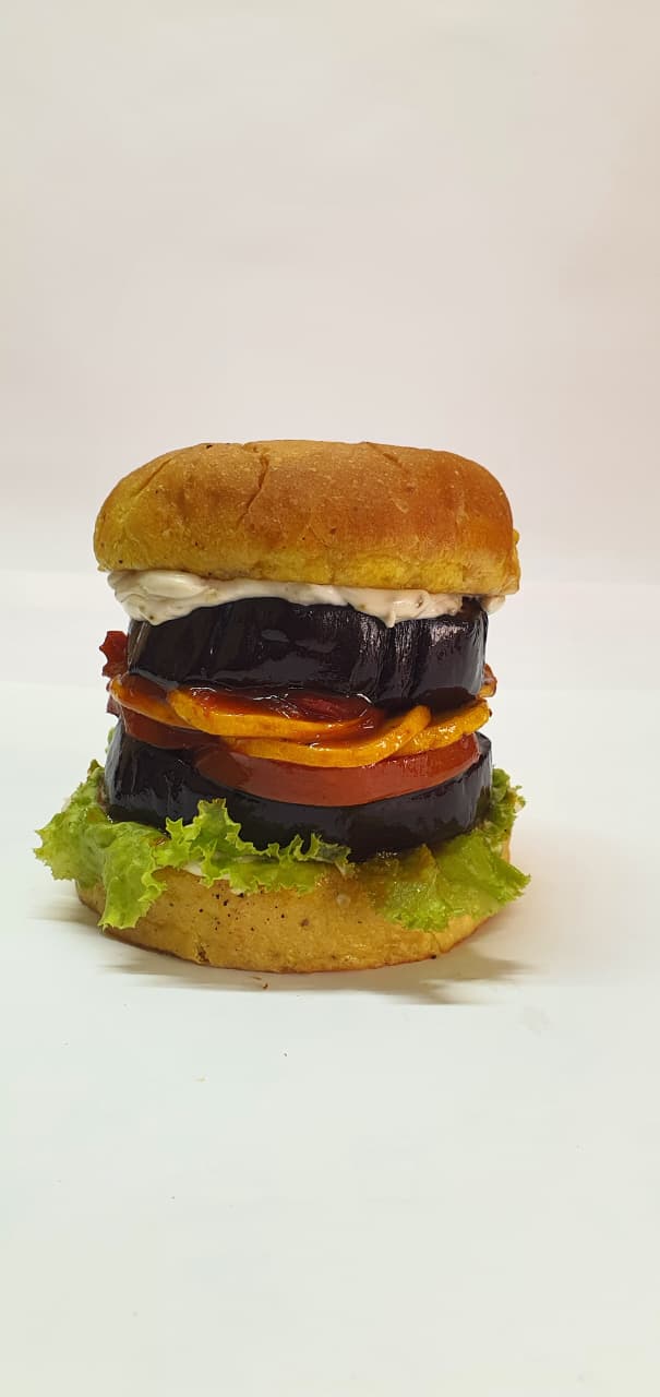 Grilled eggplant veg stack