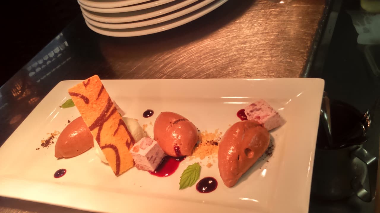 Chocolate mousse trio · nougat · tuile